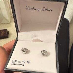 Sterling Silver Diamond Stud Earrings